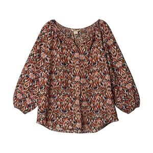 Sundance Silk Abstract Print Button Up Blouse Size L